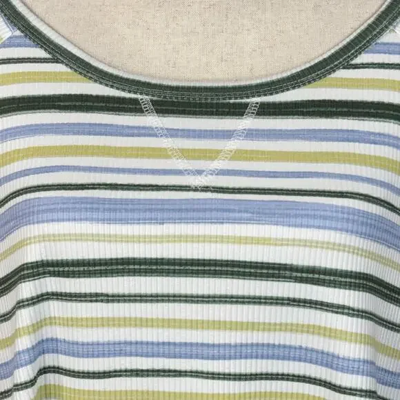 CJ Banks 3X-Large Top Striped Stretch Ribbed 3/4 Sleeve Boat Neck Soft Hi-Low - Picture 2 of 8